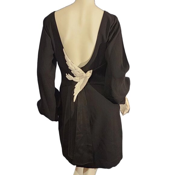 Size 4 BCBG Max Azria Abigayle LBD W/Beaded Dove Customized W/Embroidery Birds - Picture 6 of 13